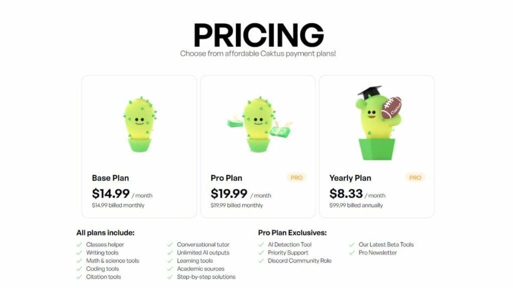 Caktus AI Pricing and Plans